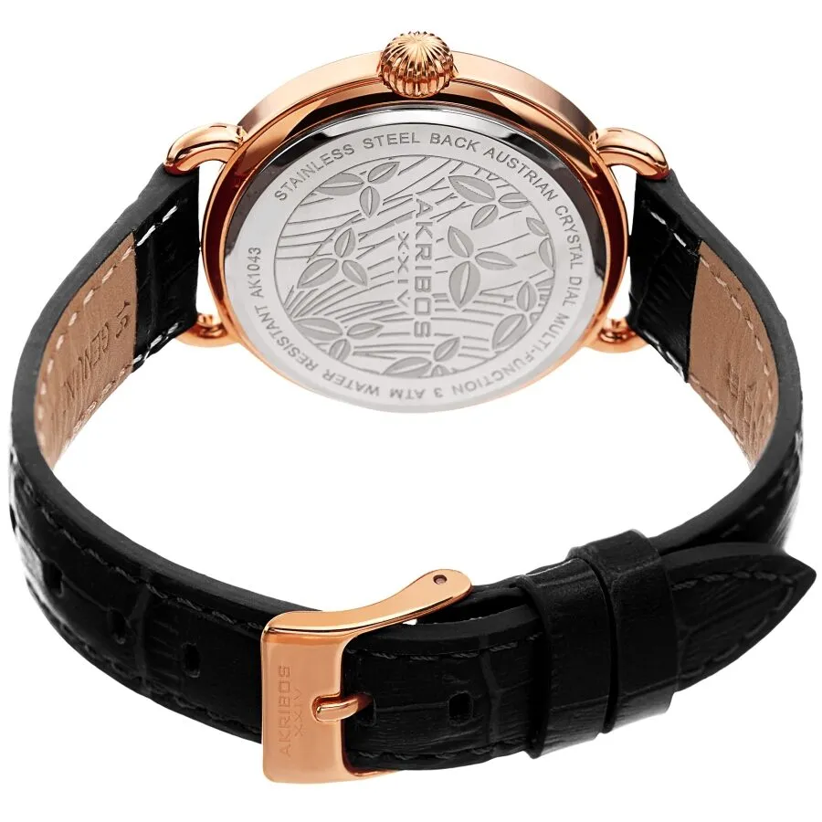 Akribos Xxiv Quartz Crystal Silver Dial Ladies Watch AK1043BKR