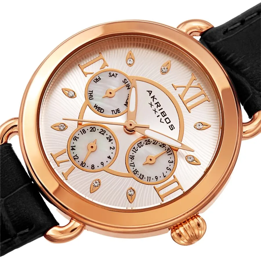 Akribos Xxiv Quartz Crystal Silver Dial Ladies Watch AK1043BKR