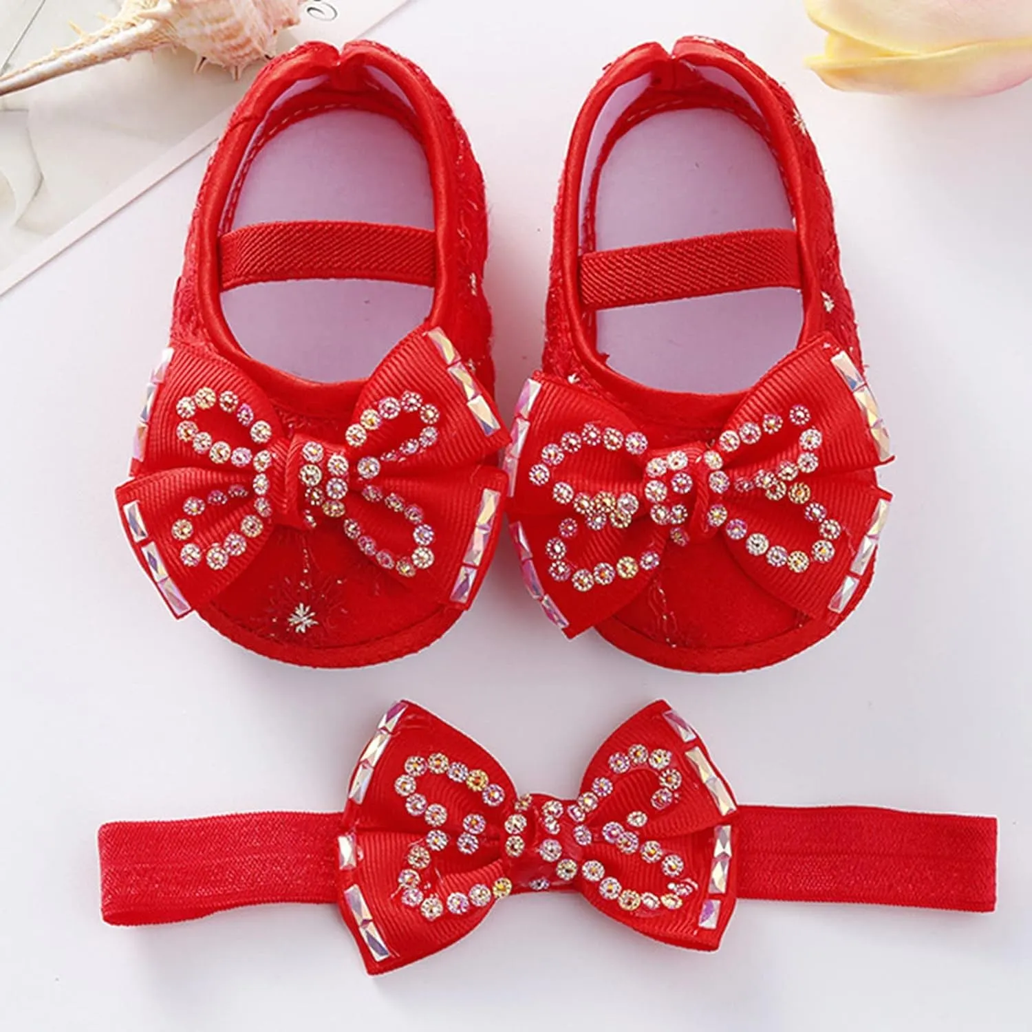 Baby Shoes Fashion Soft Sole Infant Shoes Pearl Dress Flower Princess Shoes Infant Shoes Size 4 Shoes for Baby Girls