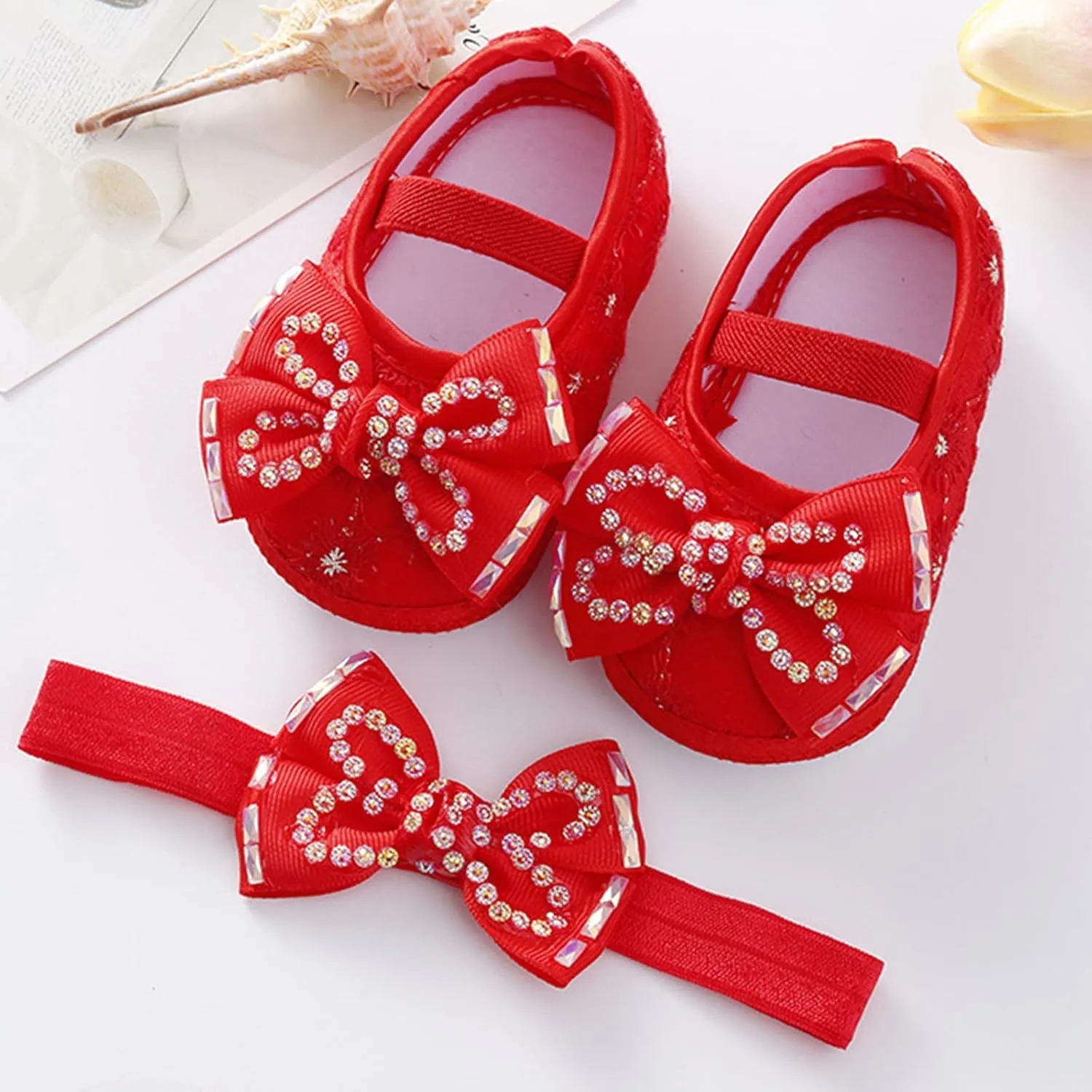 Baby Shoes Fashion Soft Sole Infant Shoes Pearl Dress Flower Princess Shoes Infant Shoes Size 4 Shoes for Baby Girls