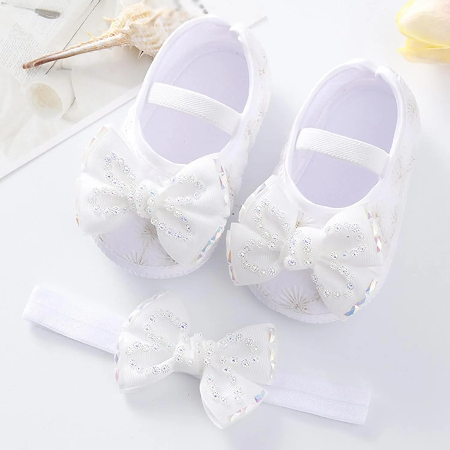Baby Shoes Fashion Soft Sole Infant Shoes Pearl Dress Flower Princess Shoes Infant Shoes Size 4 Shoes for Baby Girls
