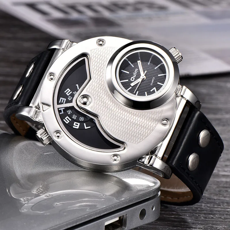 Multi-Time Zone Leather Strap Watch