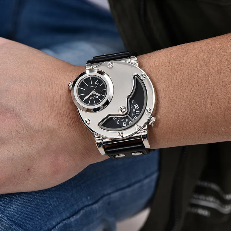 Multi-Time Zone Leather Strap Watch