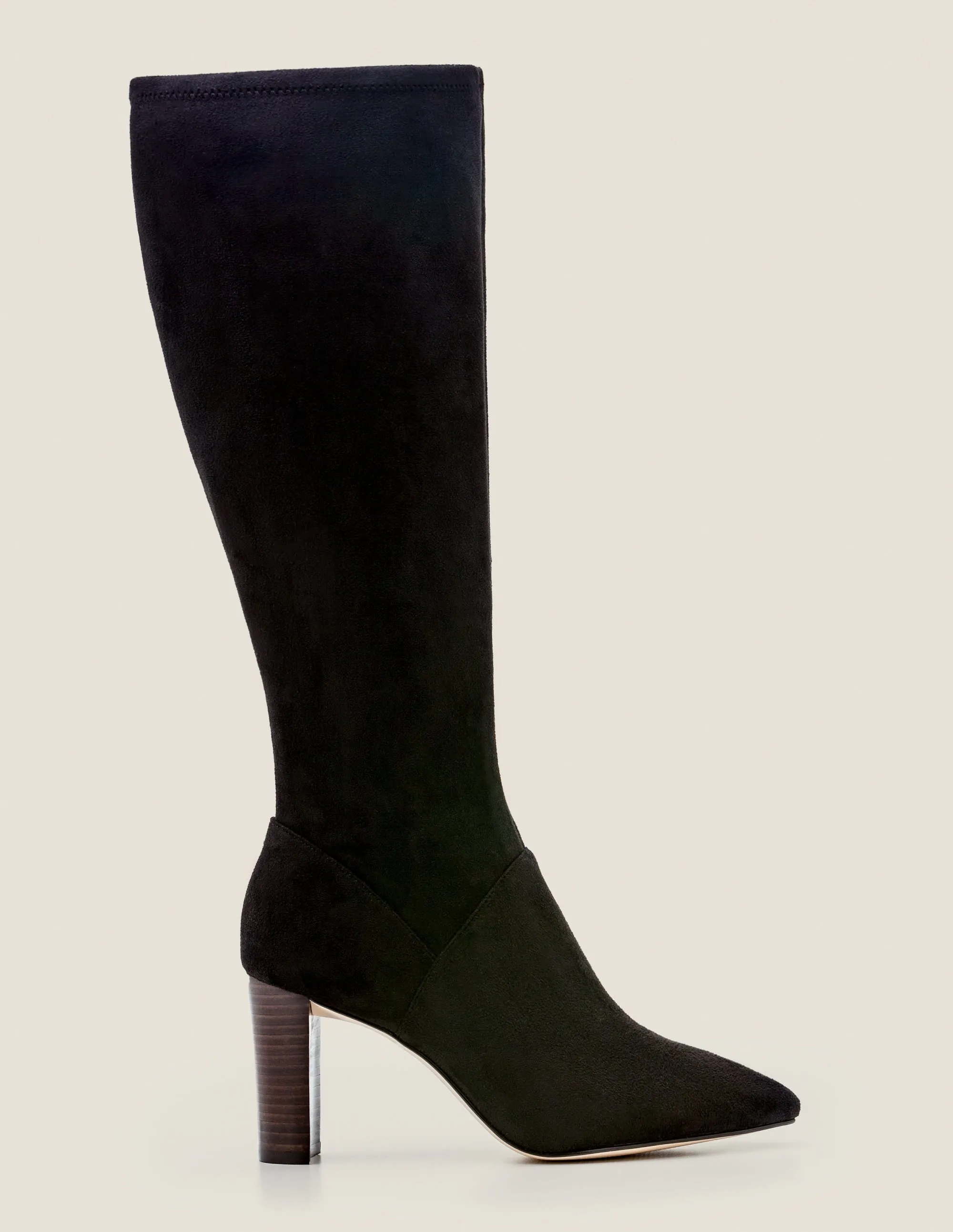 Pointed Toe Stretch Boots-Black