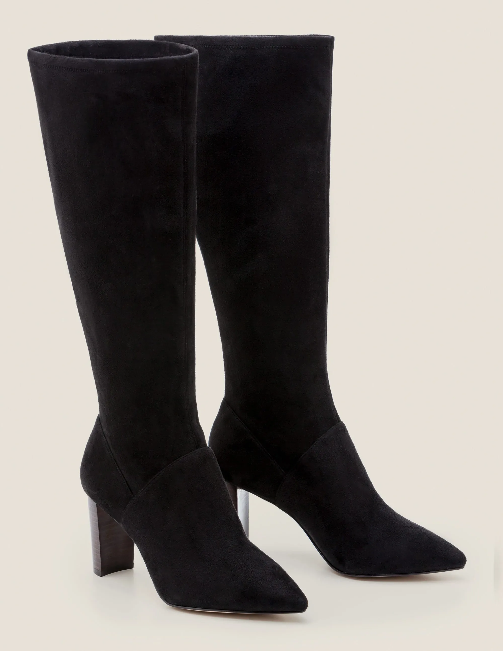 Pointed Toe Stretch Boots-Black