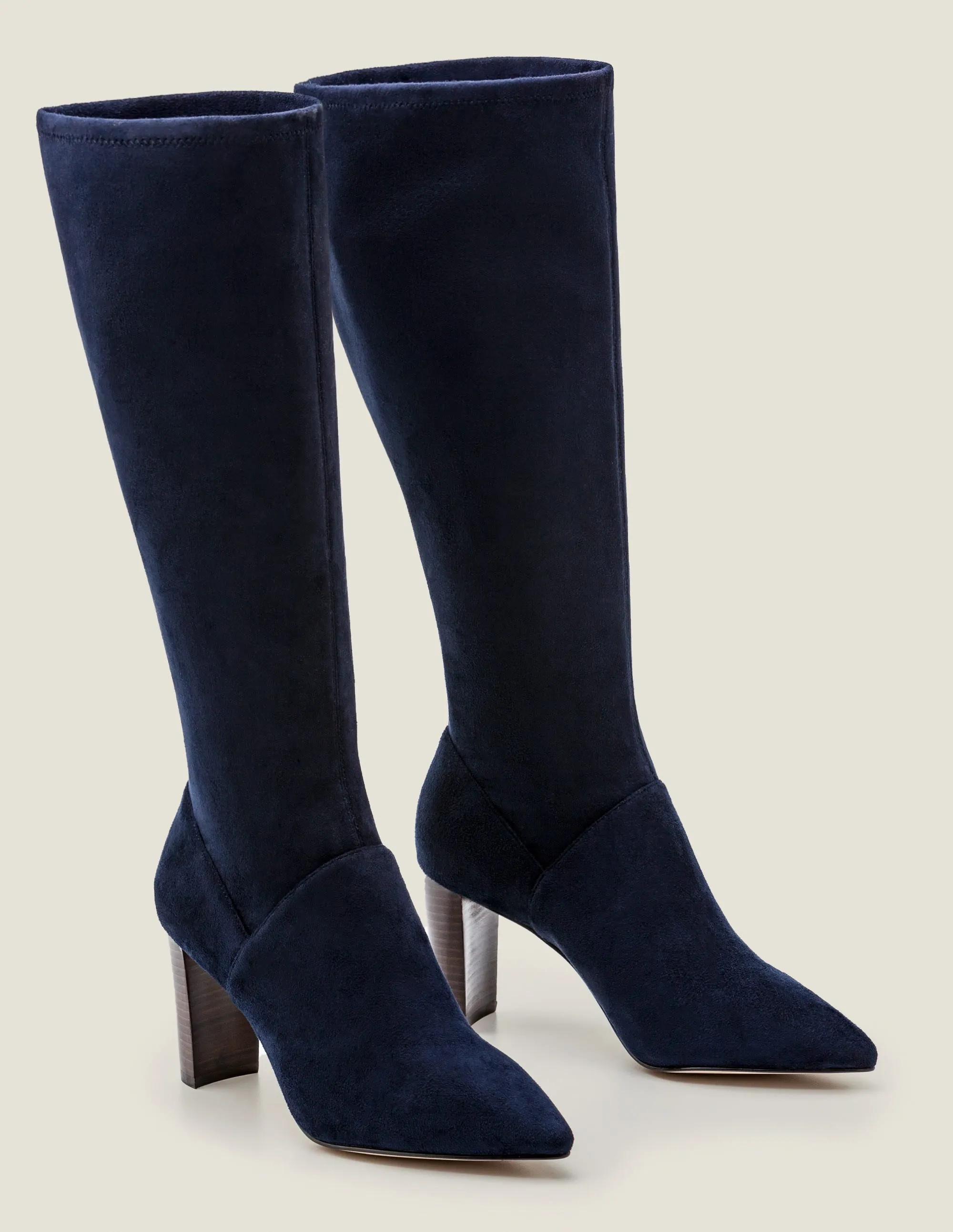 Pointed Toe Stretch Boots-Navy