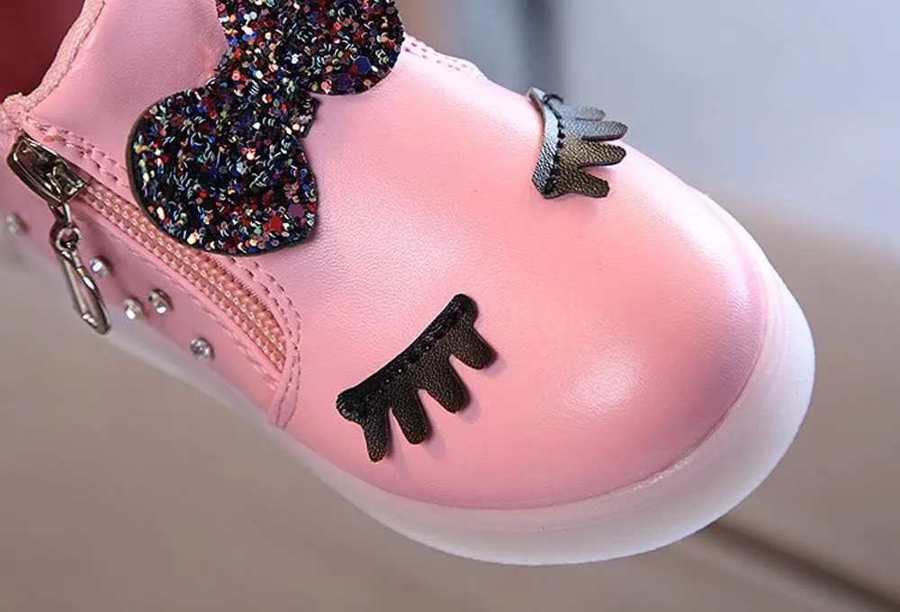 Sport LED Girls Baby Infant Boots Bowknot Kids Luminous Shoes Baby Shoes Kids Shoes Size 1